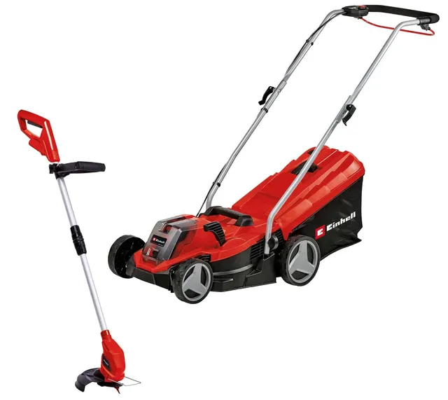 einhell-rasenm-her-rasentrimmer-set-ge-cm-18-33-li-18-v-power-x-change-inkl-4-0- image 1