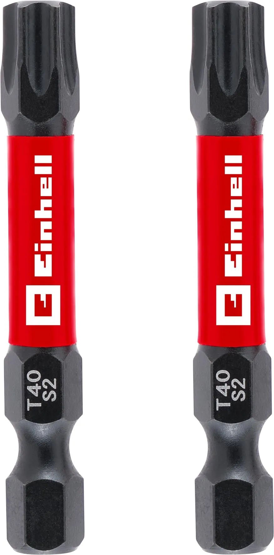 einhell-impact-bits-2er-set-50-mm-t40-s2-stahl-mit-torsionszone-e-6-3-schaft-rot image 1