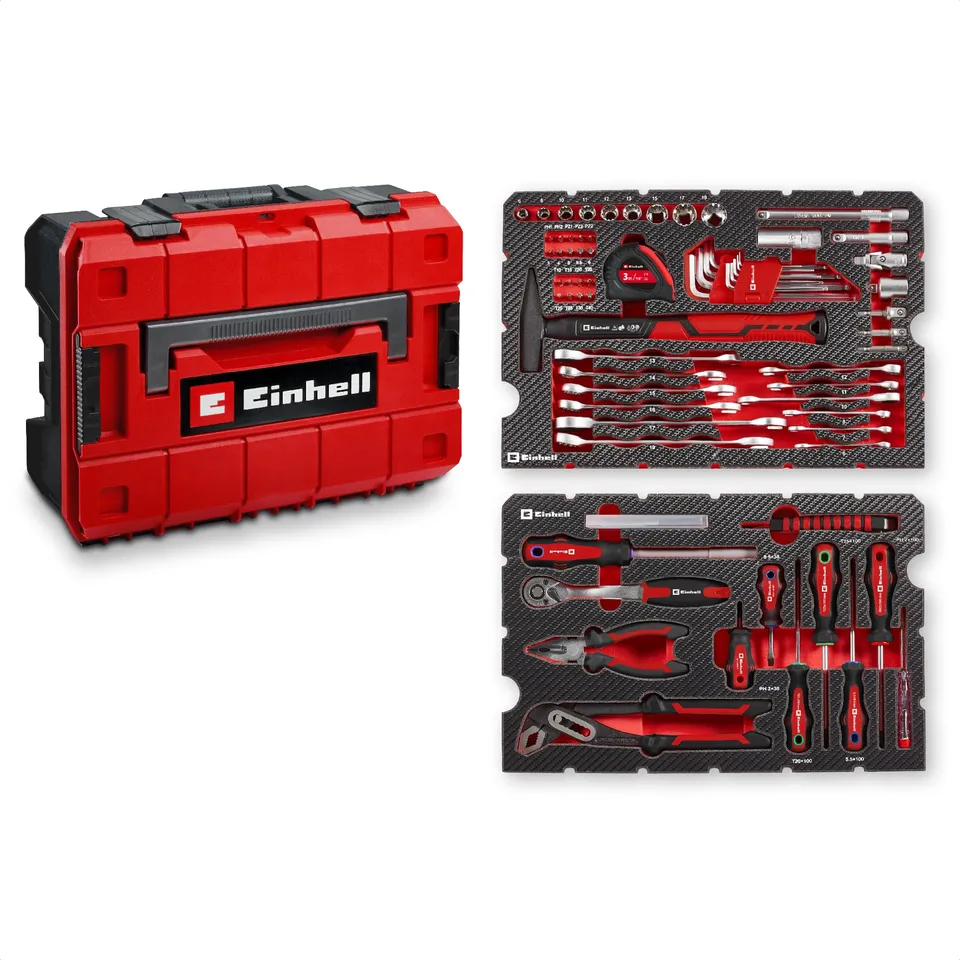original-einhell-e-case-80-tlg-werkzeugkoffer-stapelbares-werkzeug-set-aus-chrom image 1