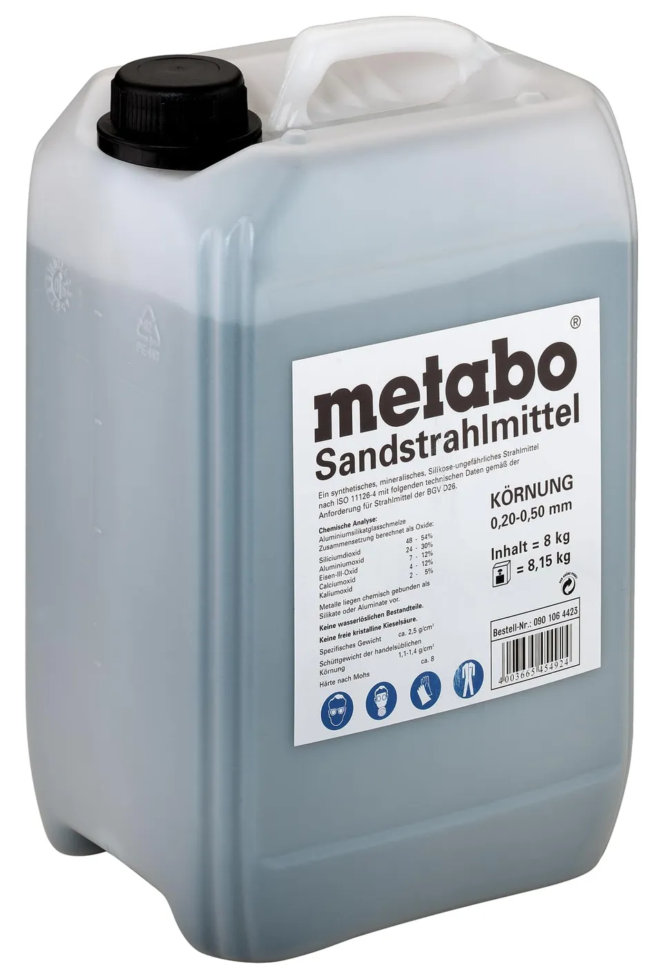 metabo-sandstrahlmittel-8-kg-0-2-0-5-mm-aluminiumsilikatglasschmelze-f-r-rost-un image 1
