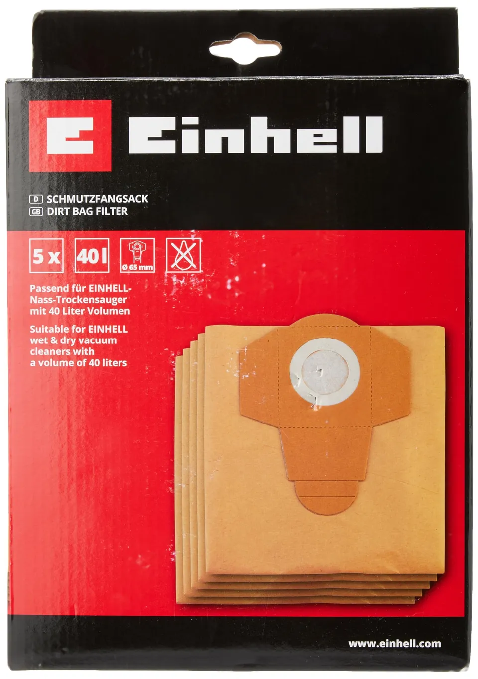 original-einhell-schmutzfangsack-40-l-5-st-ck-papier-passend-f-r-einhell-nass-tr image 1
