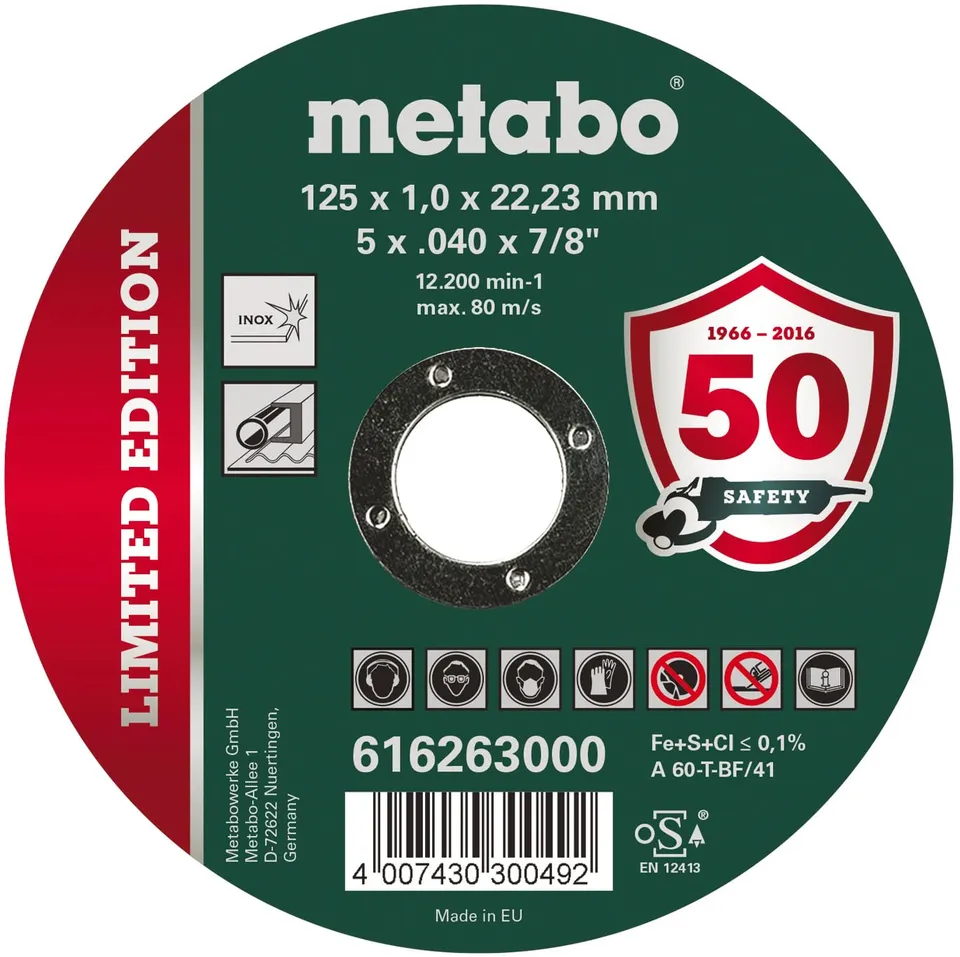 metabo-limited-edition-trennscheibe-125-x-1-0-x-22-23-mm-inox-100-st-ck-gerade-a image 1