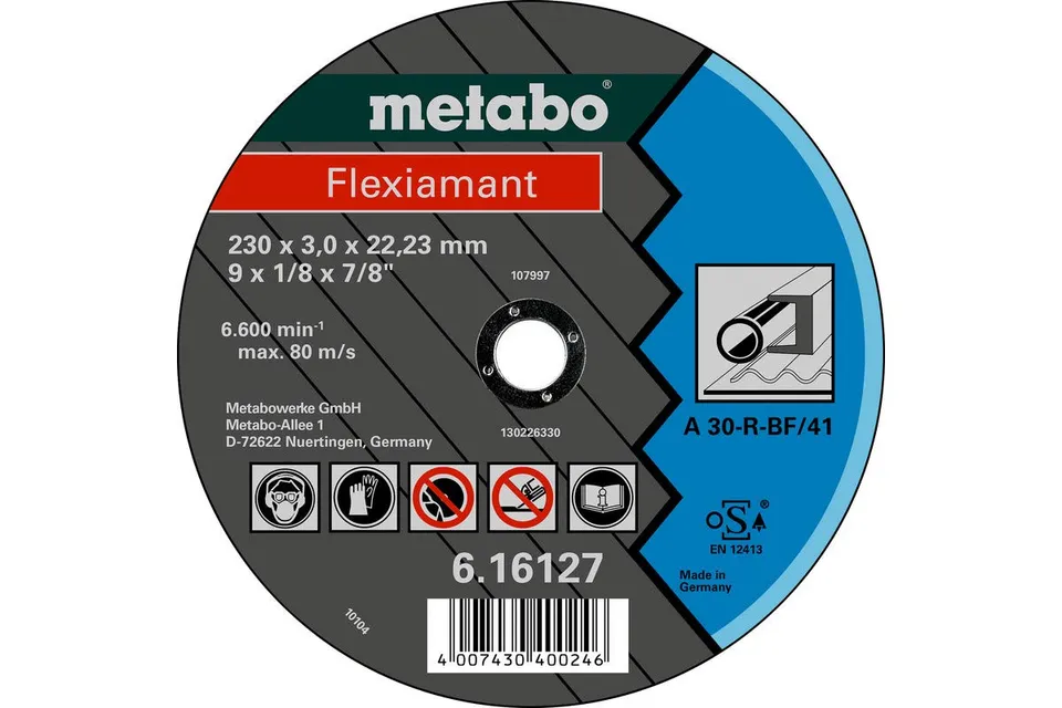 metabo-flexiamant-trennscheibe-230-x-3-0-x-22-23-mm-stahl-gerade-ausf-hrung-25-s image 1