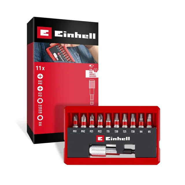 einhell-bit-set-11-tlg-25-mm-bits-ph-pz-t-h-aus-sandgestrahltem-s2-stahl-mit-sch image 1