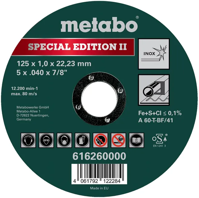 metabo-trennscheibe-special-edition-ii-tf-41-616260000-125-x-1-0-x-22-23-mm-inox image 1