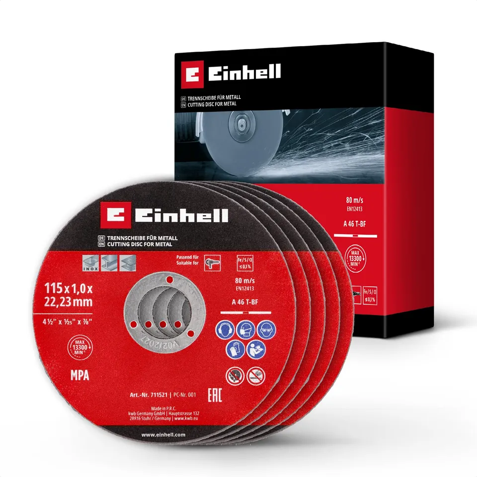 original-einhell-5-tlg-d-nntrennscheiben-set-f-r-metall-115-mm-1-mm-stark-mpa-ze image 1