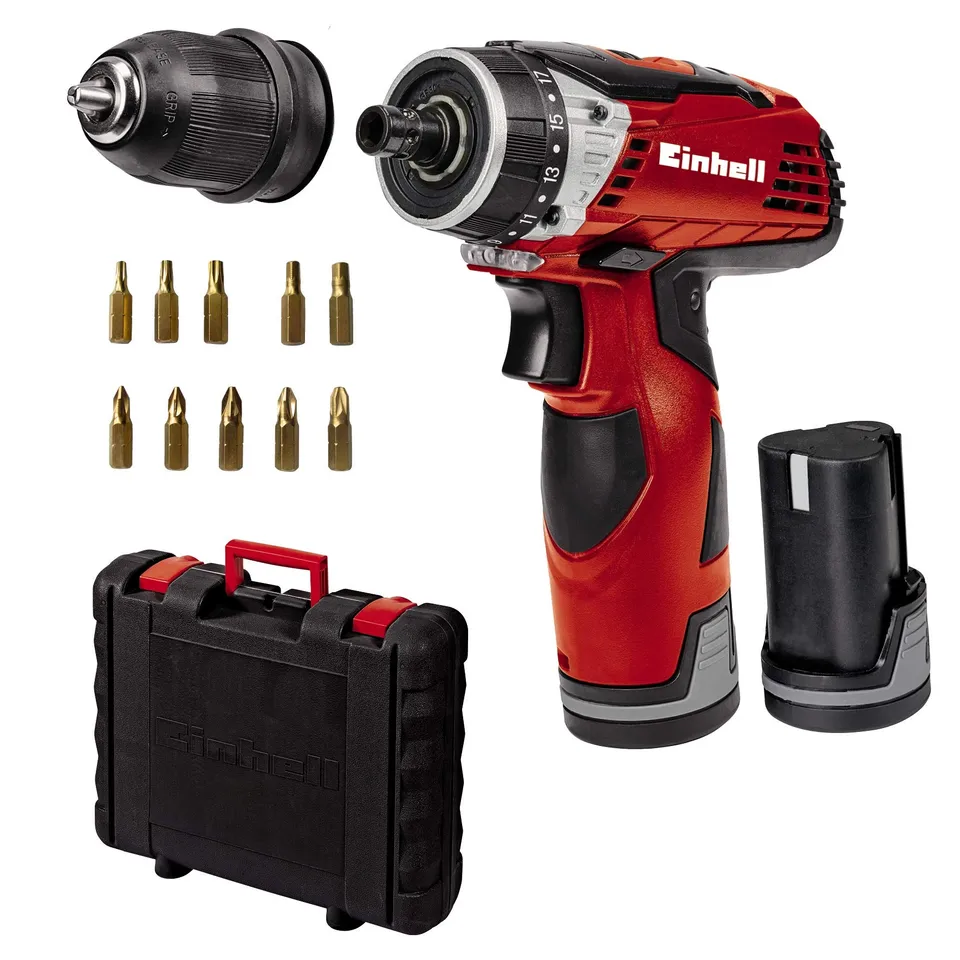 einhell-te-cd-12-li-akku-bohrschrauber-mit-abnehmbarem-bohrfutter-12-v-25-nm-2-g image 1