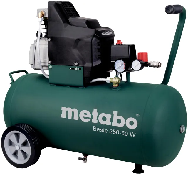 metabo-basic-250-50-w-kompressor-50-l-kessel-8-bar-1-5-kw-lgeschmierter-motor-mi image 1