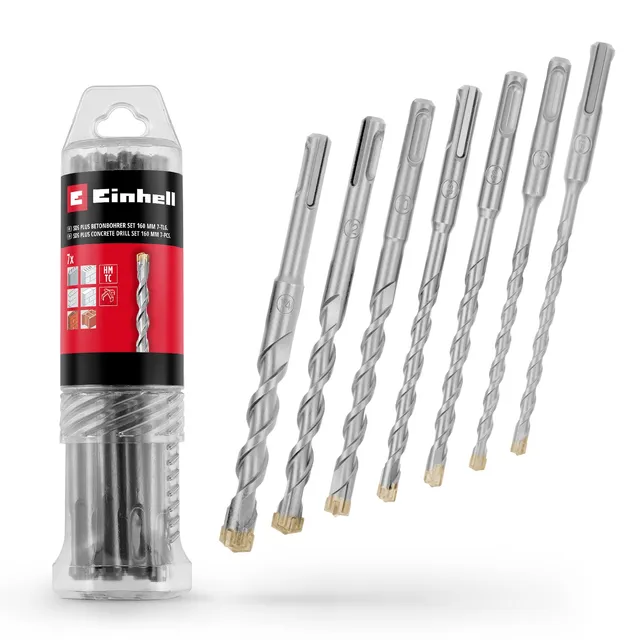 einhell-7-tlg-sds-plus-hammerbohrer-set-160-mm-betonbohrer-aus-40cr-werkzeugstah image 1