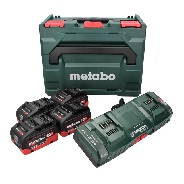 metabo-basis-set-4-x-lihd-10-ah-asc-145-duo-ladeger-t-in-metabox-18-v-akkuset-f- image 1