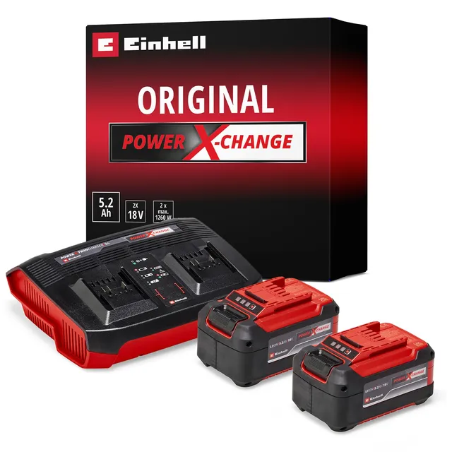einhell-power-x-change-starter-kit-18v-twincharger-mit-2x-5-2-ah-lithium-ionen-a image 1
