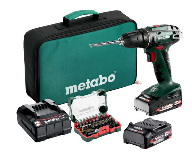 metabo-akku-bohrschrauber-bs-18-18v-bohrmaschine-komplettset-mit-2x-2-0-ah-akku- image 1