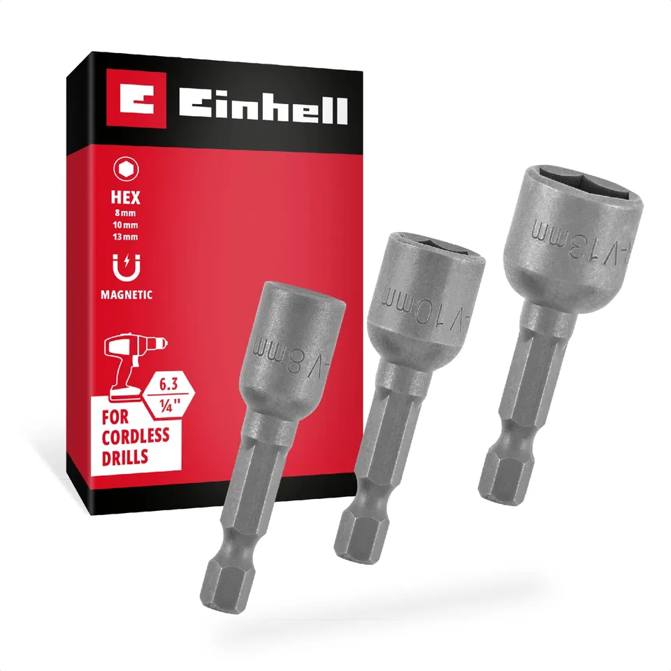 einhell-sechskant-steckschl-ssel-set-3-tlg-8-13-mm-magnetaufnahme-chrom-vanadium image 1