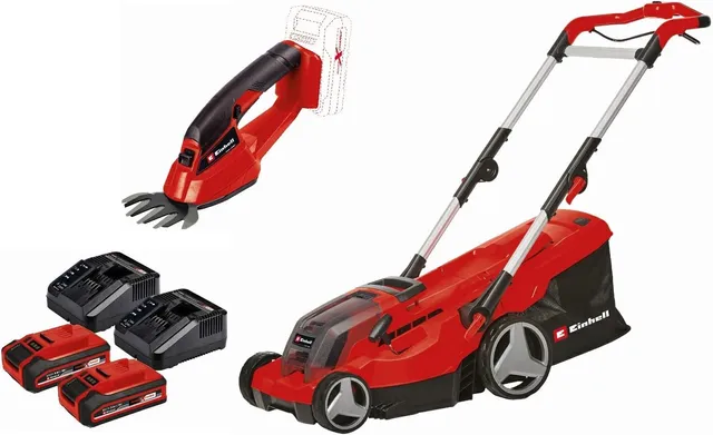 einhell-ge-cm-36-37-li-ge-cg-18-1-li-power-x-change-akku-rasenm-her-set-mit-akku image 1