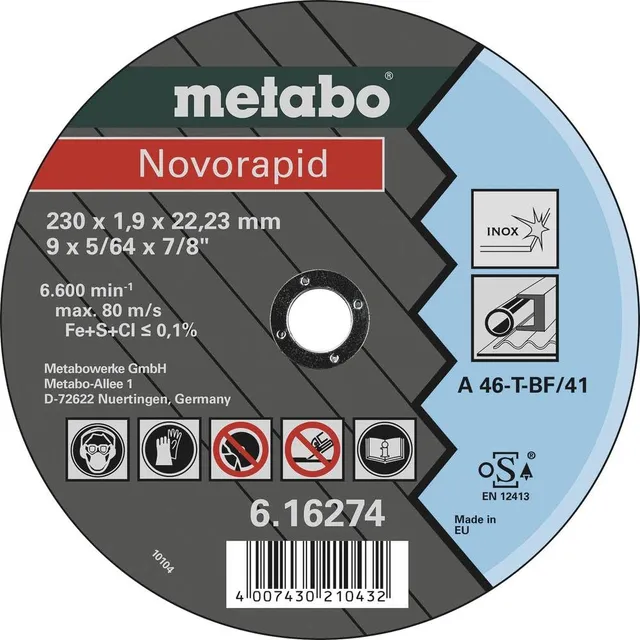 metabo-novorapid-trennscheibe-230-x-1-9-x-22-23-mm-inox-tf-41-25-st-ck-gerade-au image 1
