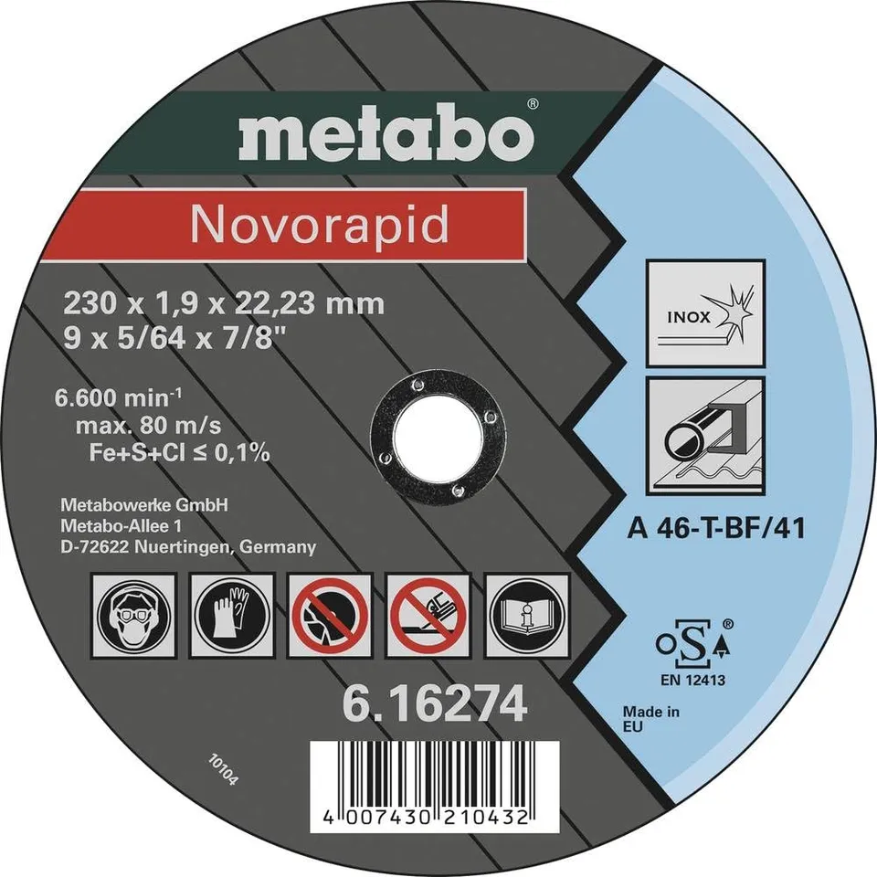 metabo-novorapid-trennscheibe-230-x-1-9-x-22-23-mm-inox-tf-41-25-st-ck-gerade-au image 1