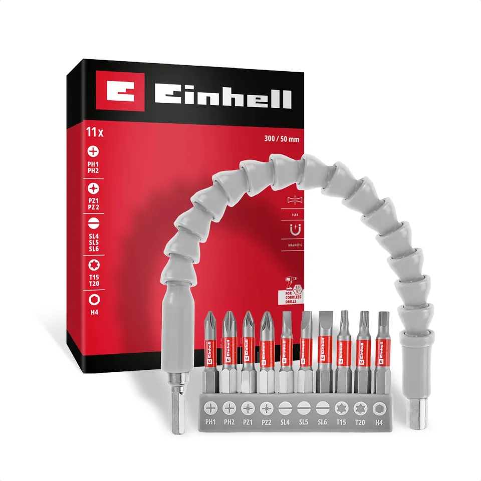 original-einhell-bit-set-11-tlg-300-mm-biegsame-welle-dauermagnet-bithalter-10-b image 1