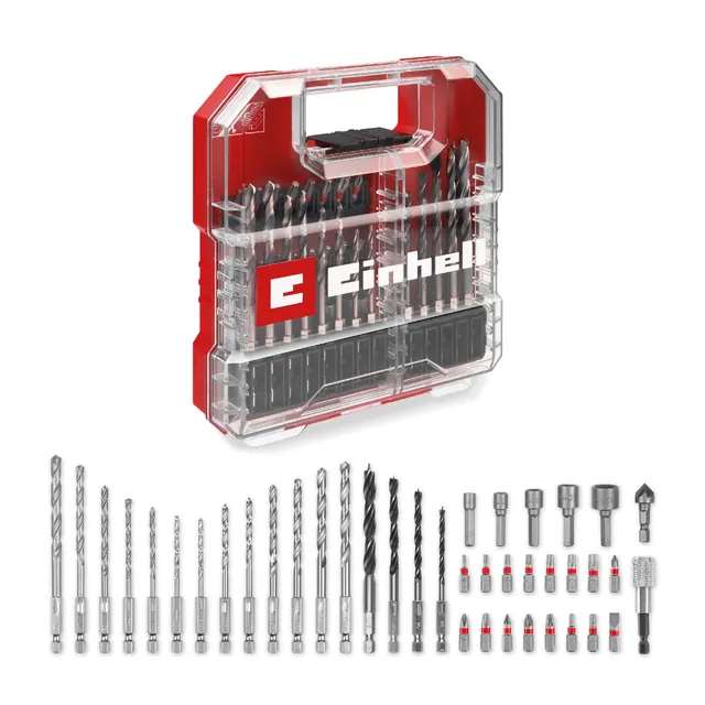 einhell-l-case-40-teiliges-bit-und-bohrer-set-25-mm-s2-stahl-bits-hss-metall-hol image 1