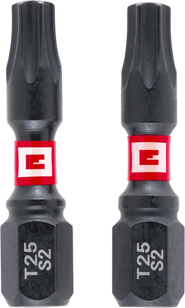 einhell-impact-bits-doppel-torsion-2-tlg-30-mm-t25-c-6-3-schaft-s2-stahl image 1