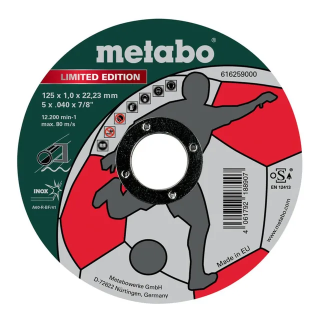 metabo-limited-edition-soccer-trennscheibe-125-1-0-22-23-mm-inox-tf-41-100er-pac image 1