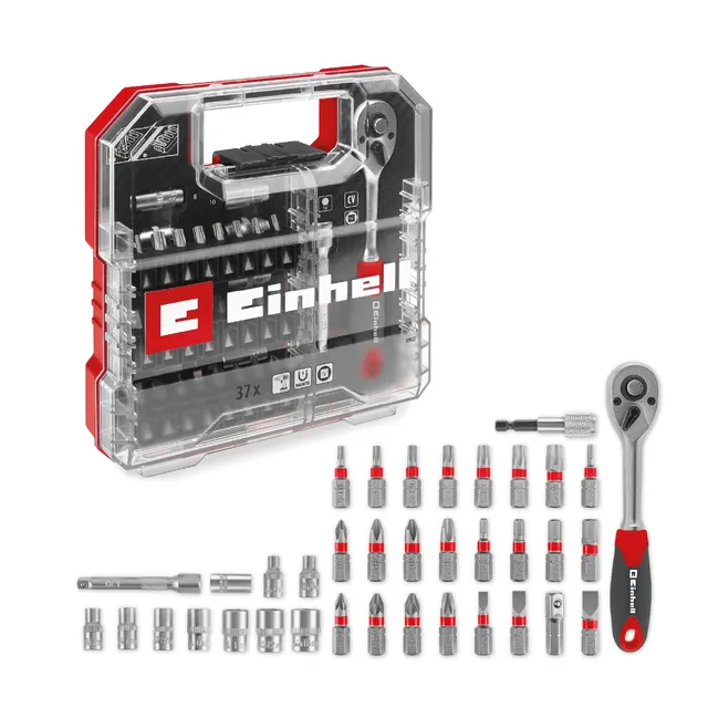 original-einhell-l-case-37-tlg-bit-und-ratschen-set-25-mm-bits-aus-s2-stahl-umsc image 1