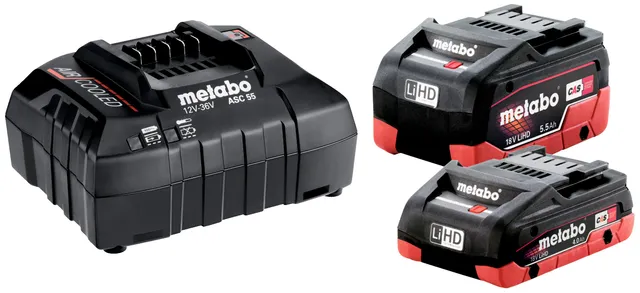 metabo-basis-set-lihd-18-v-akku-set-1x-4-0-ah-1x-5-5-ah-ladeger-t-asc-55-air-coo image 1