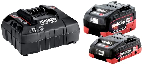 metabo-basis-set-lihd-18-v-akku-set-1x-4-0-ah-1x-5-5-ah-ladeger-t-asc-55-air-coo image 2