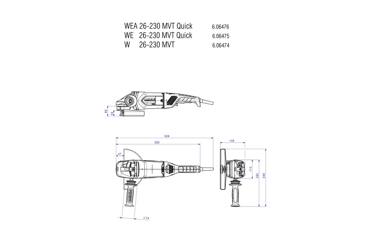 metabo-winkelschleifer-we-26-230-mvt-quick-606475000-2600-w-230-mm-quick-scheibe image 7