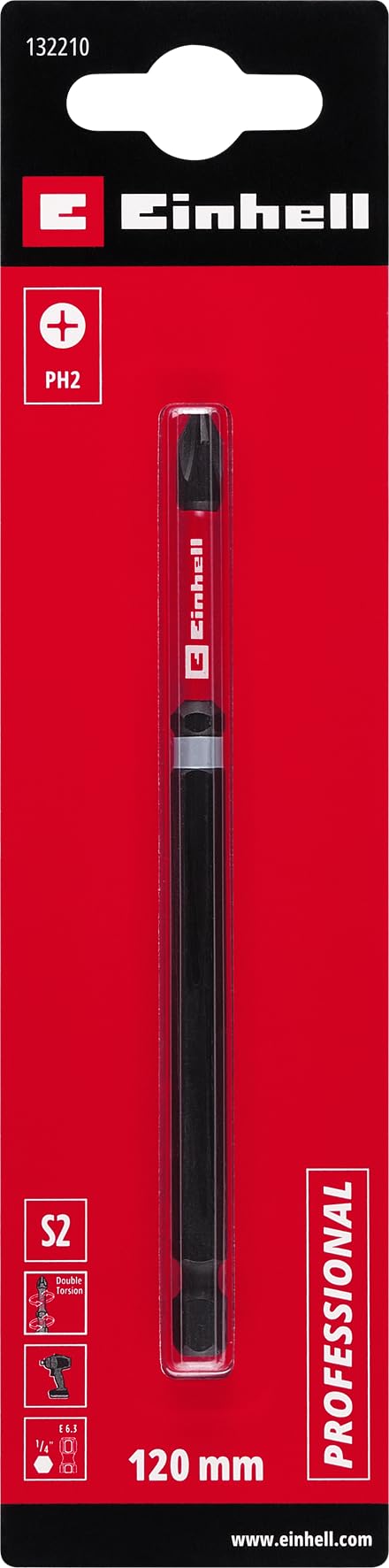 original-einhell-impact-bit-doppel-torsion-120-mm-ph2-s2-stahl-e-6-3-schaft image 2