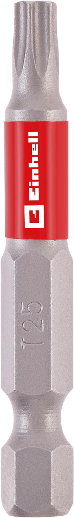 einhell-standard-bits-3-teilig-50-mm-t25-chrom-vanadium-e-6-3-schaft-mit-rotem-f image 1