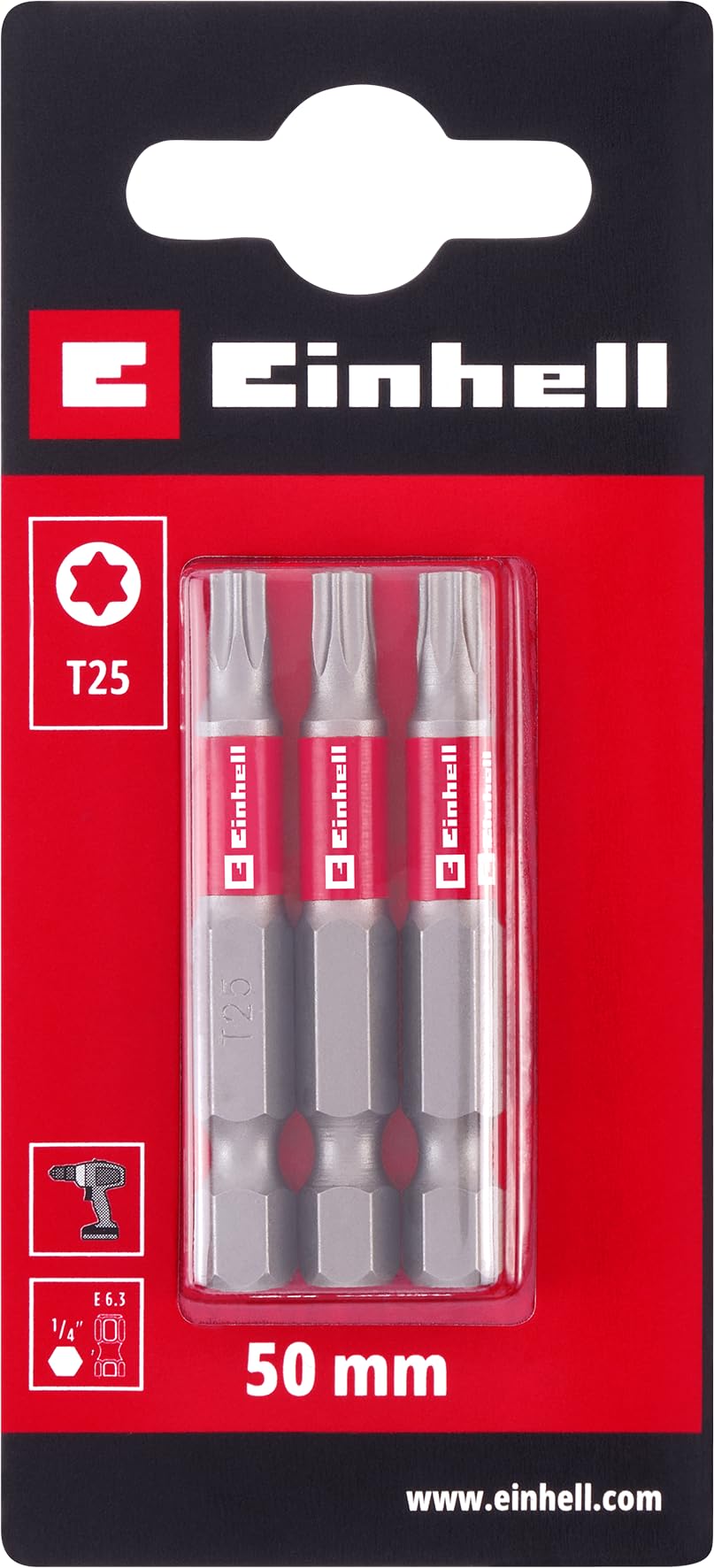 einhell-standard-bits-3-teilig-50-mm-t25-chrom-vanadium-e-6-3-schaft-mit-rotem-f image 2