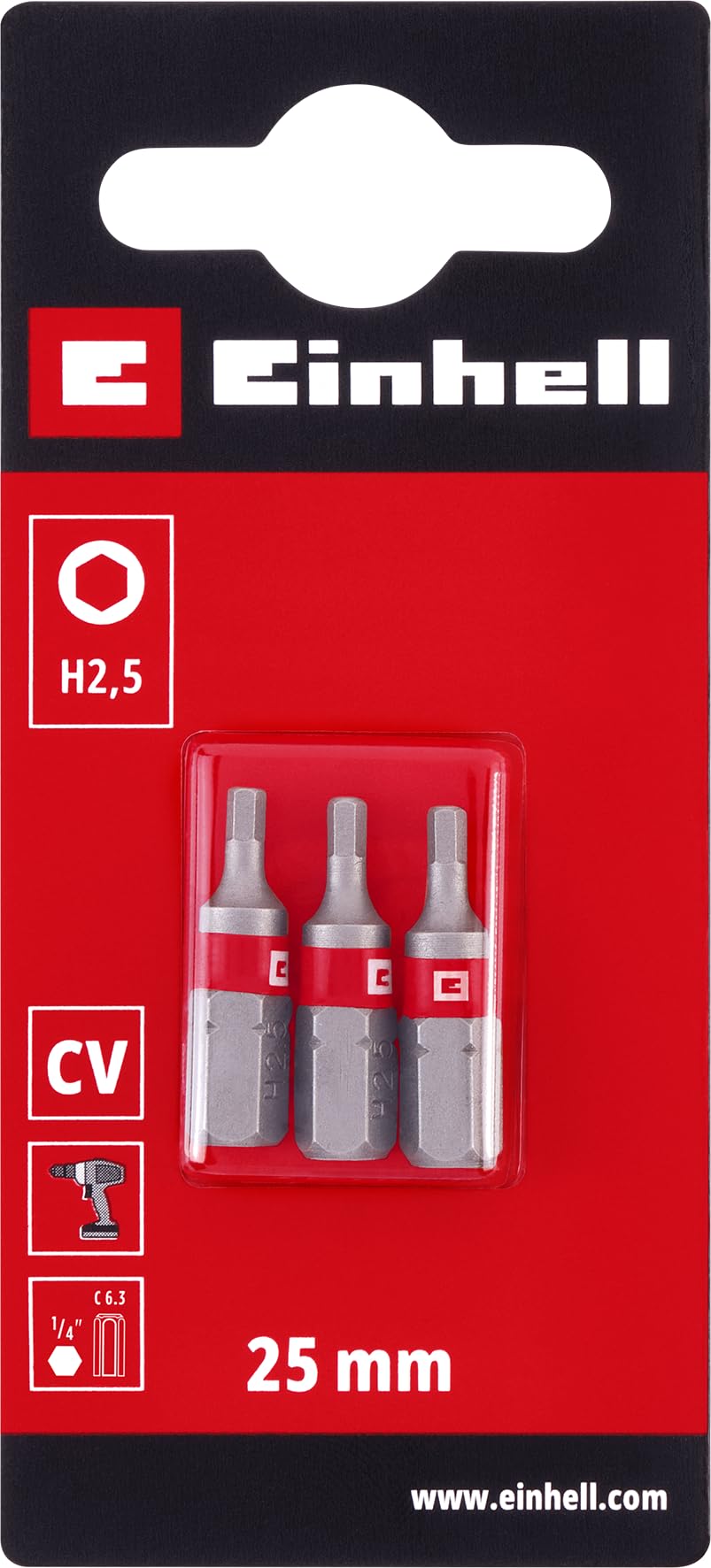 original-einhell-standard-bits-3-tlg-25-mm-hex-2-5-chrom-vanadium-bits-mit-c-6-3 image 2