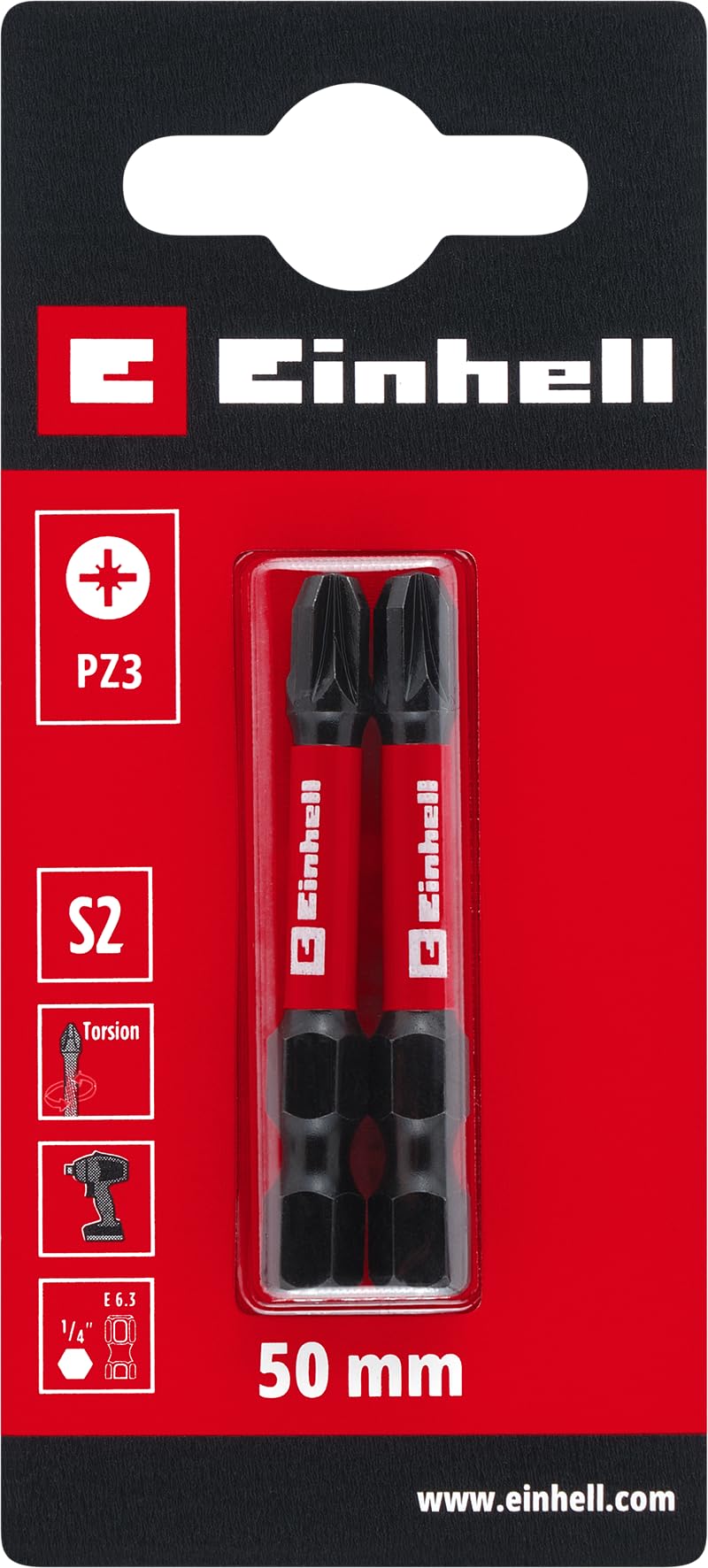 original-einhell-impact-bits-2-tlg-50-mm-pz3-s2-stahl-torsionszone-roter-farbrin image 2