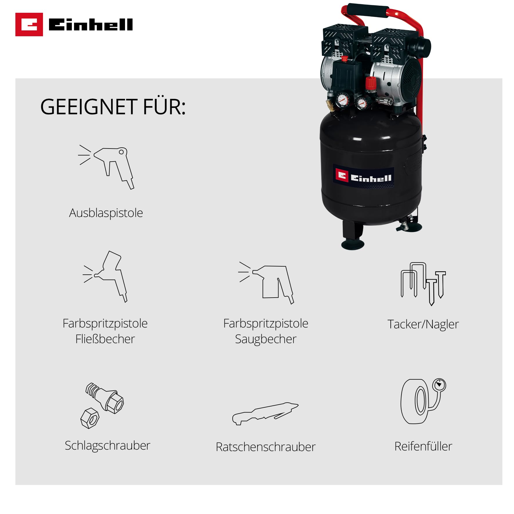 einhell-te-ac-135-24-silent-plus-kompressor-lfrei-750-w-8-bar-24-l-tank-nur-57-d image 3