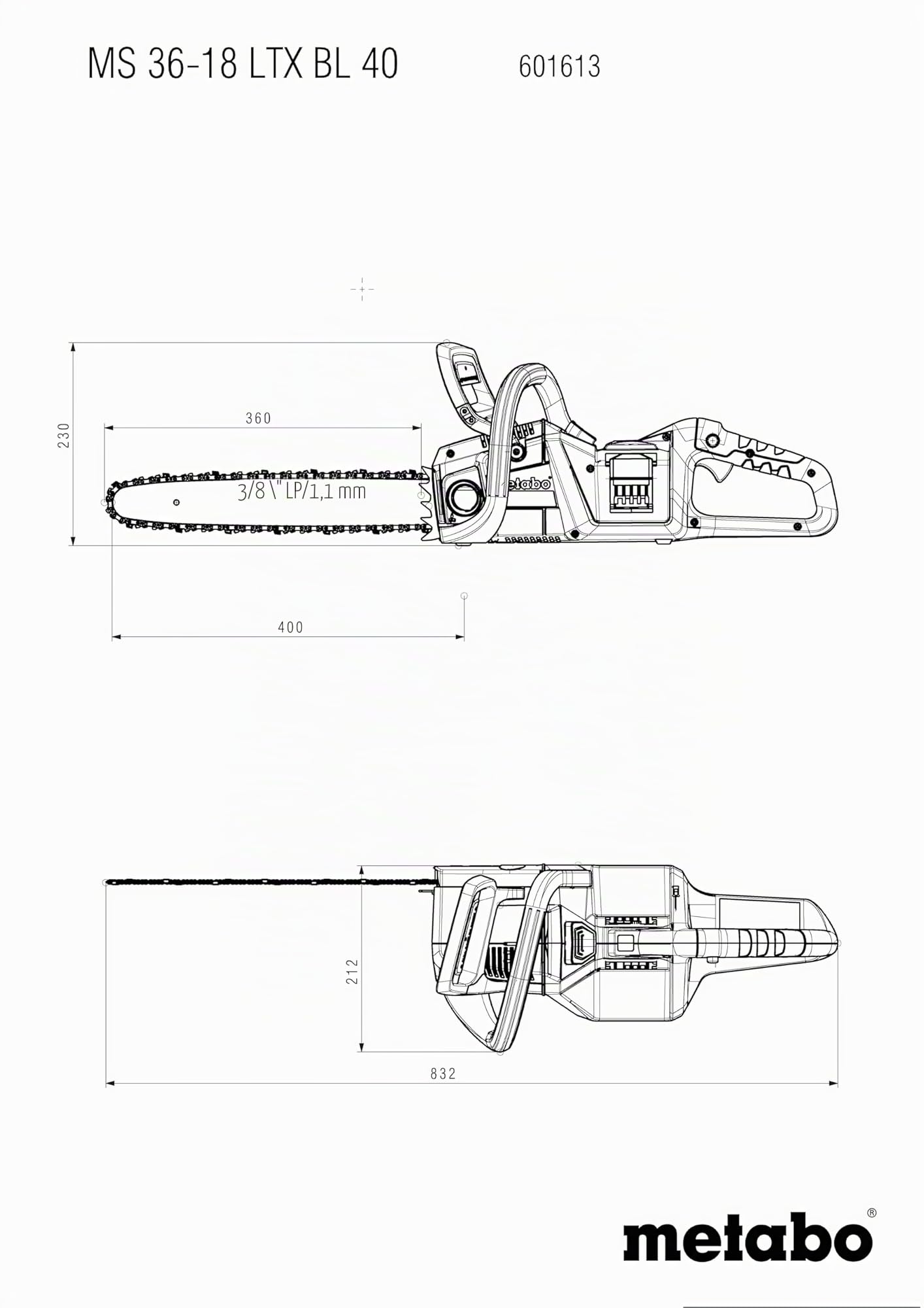 metabo-ms-36-18-ltx-bl-40-akku-kettens-ge-601613850-18-v-40-cm-schwert-oregon-ke image 2