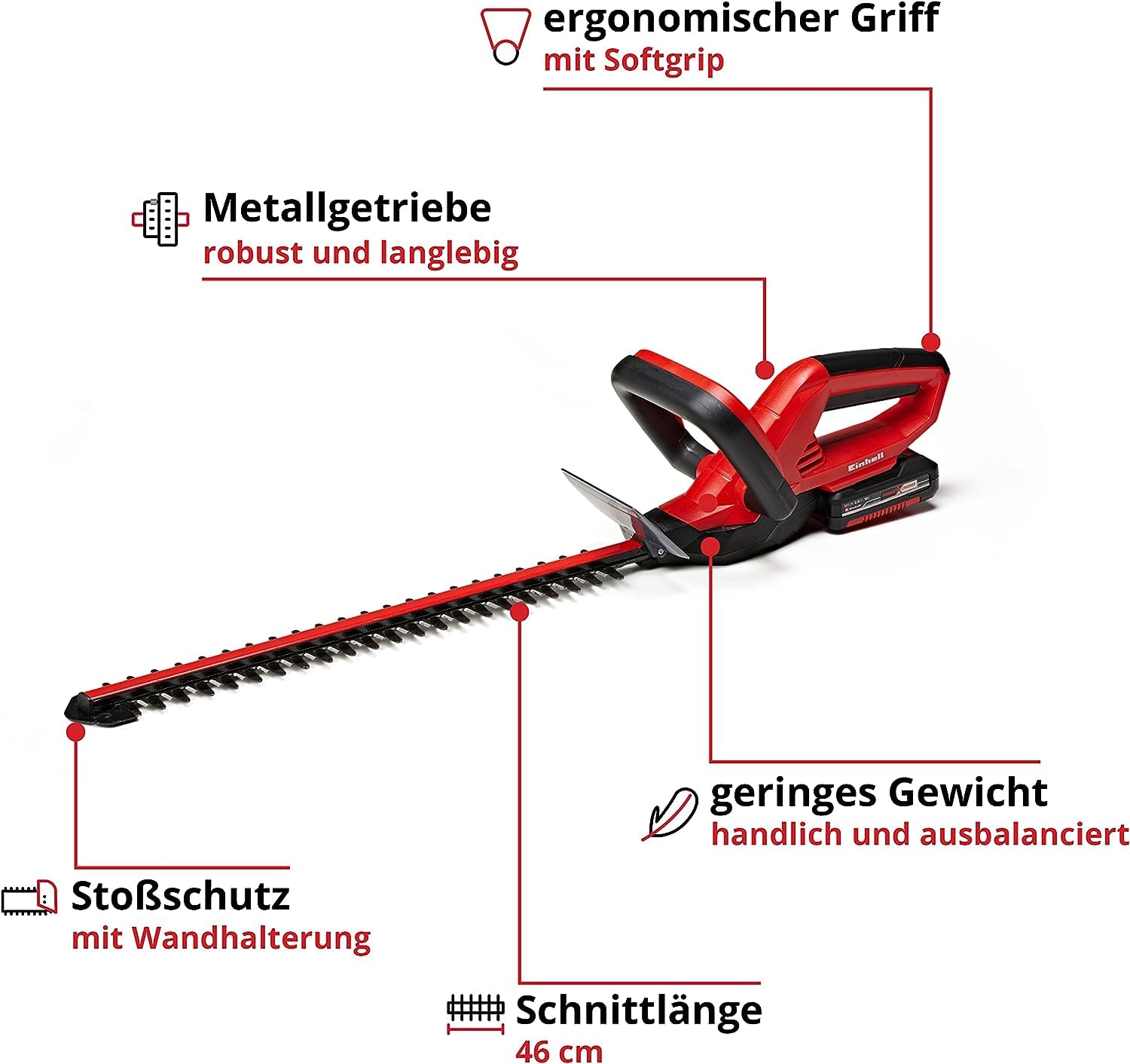 einhell-gc-ch-1846-li-kit-akku-heckenschere-power-x-change-18-v-46-cm-schnittl-n image 3