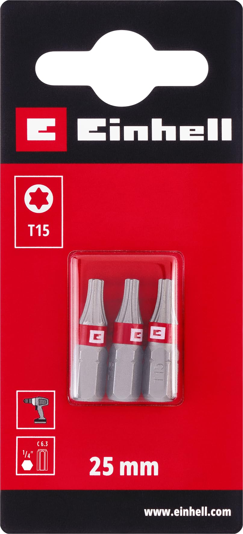 einhell-standard-bits-3-tlg-25-mm-t15-chrom-vanadium-roter-farbring-c-6-3-schaft image 2