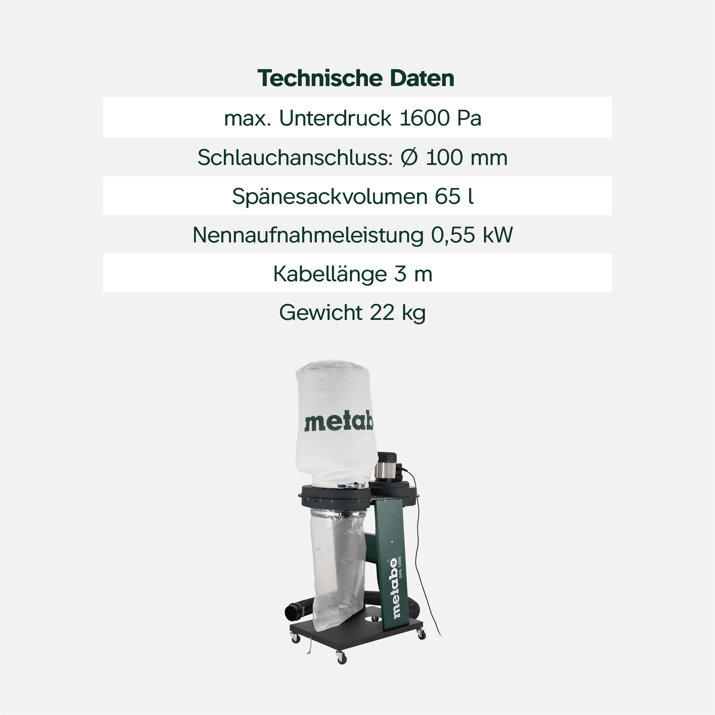 metabo-spa-1200-6012050009-sp-neabsauganlage-staubklasse-l-65-l-sp-nesack-550-w- image 3