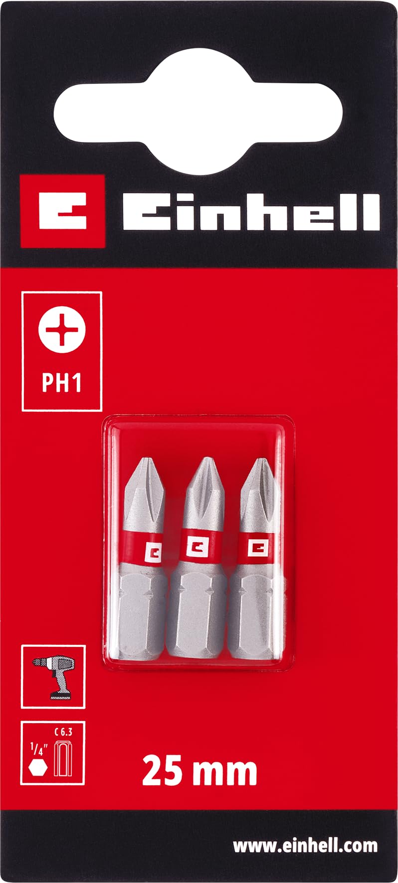 einhell-standard-bits-25-mm-ph1-3er-set-1-4-c6-3-schaft-crv-stahl-f-r-einsteiger image 2