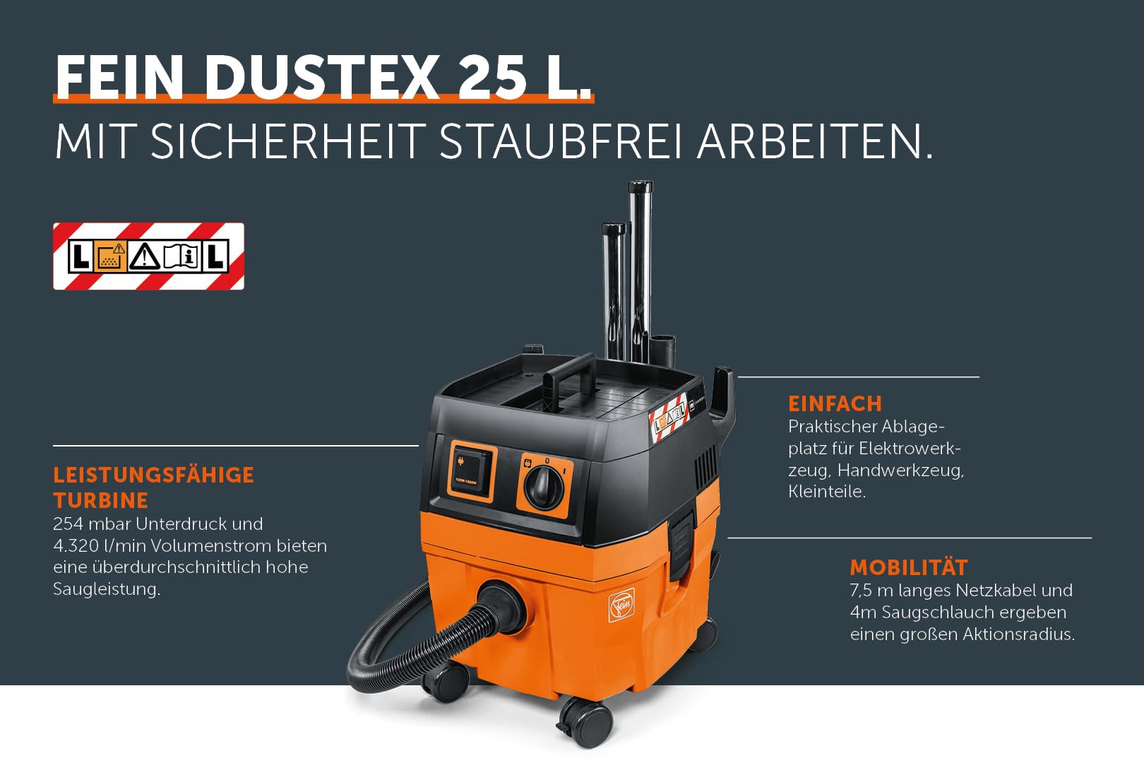 fein-dustex-25-l-baustellenstaubsauger-nass-trockensauger-mit-werkzeugsteckdose- image 5