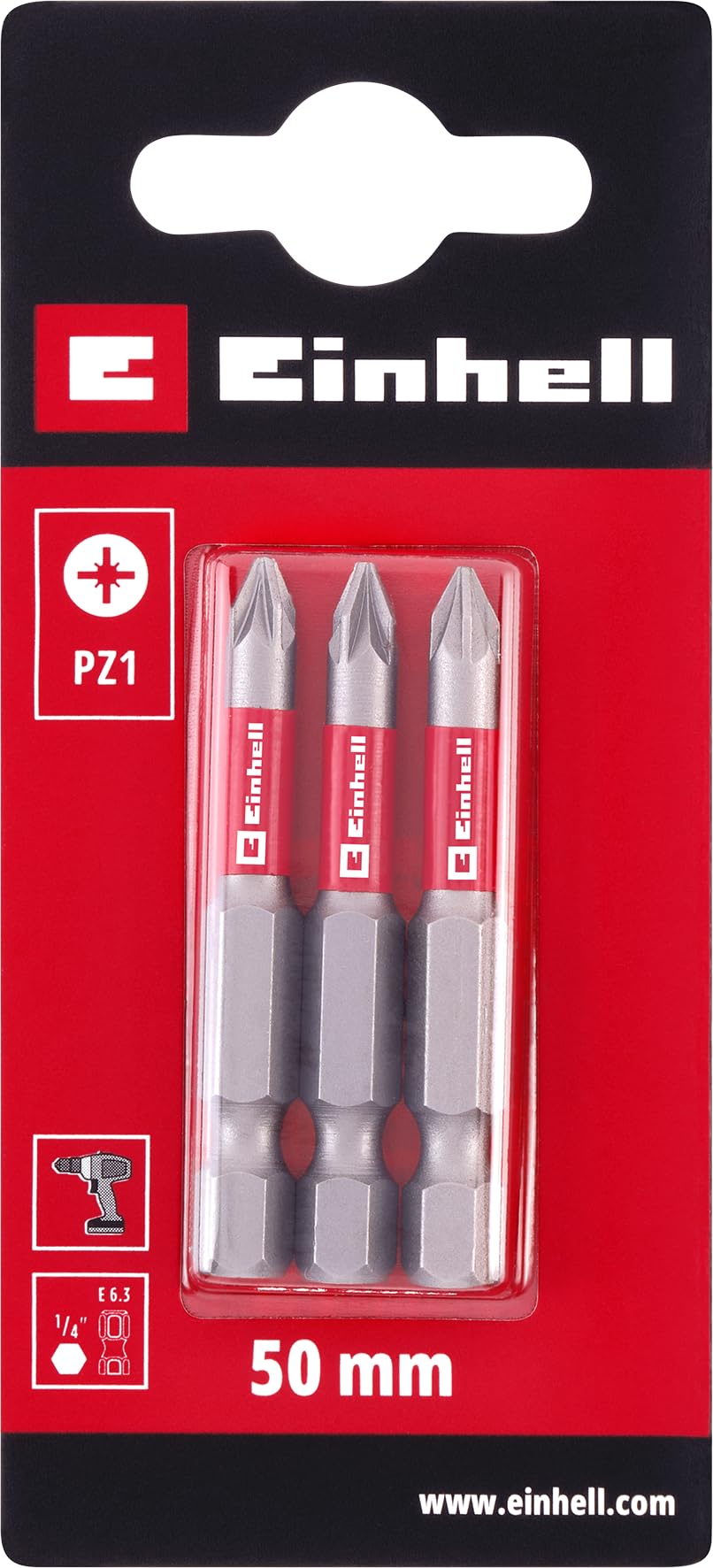 original-einhell-standard-bits-3-teilig-50-mm-pz1-chrom-vanadium-e-6-3-schaft-ro image 2