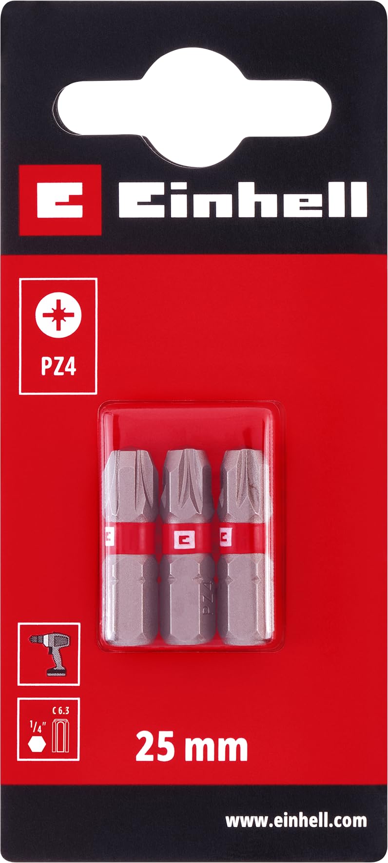 einhell-standard-bits-3-teilig-25-mm-pz4-chrom-vanadium-bits-mit-c-6-3-schaft image 2