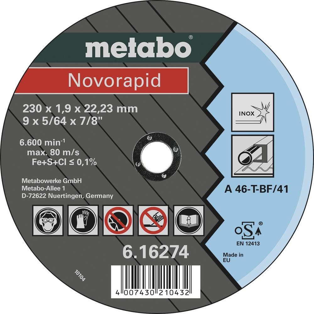 metabo-novorapid-trennscheibe-230-x-1-9-x-22-23-mm-inox-tf-41-25-st-ck-gerade-au image 1