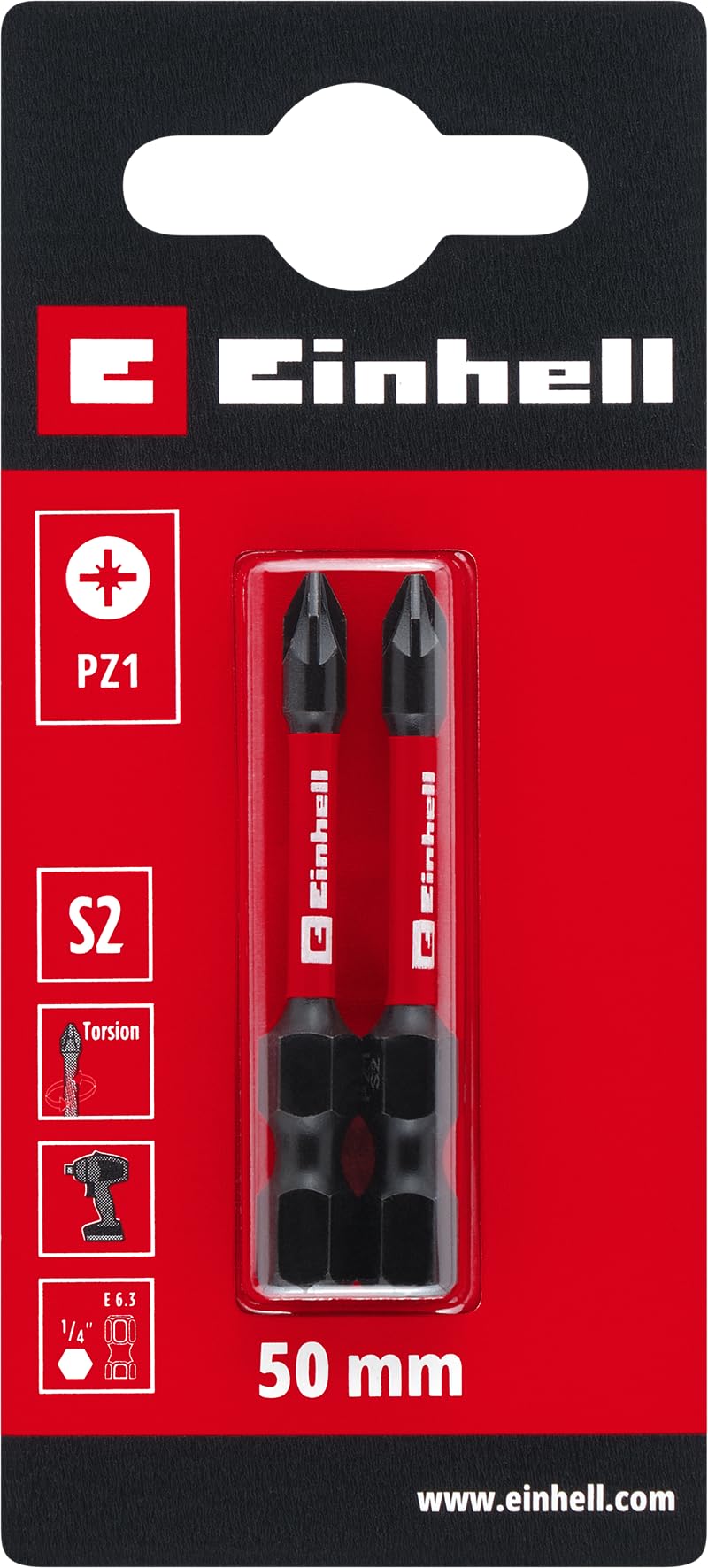 original-einhell-impact-bits-2er-set-50-mm-pz1-s2-stahl-mit-torsionszone-e-6-3-s image 2