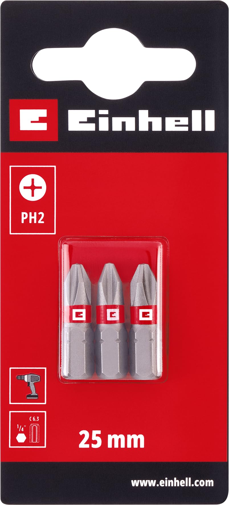 einhell-standard-bits-25-mm-ph2-3er-set-1-4-c6-3-schaft-crv-stahl-f-r-einsteiger image 2