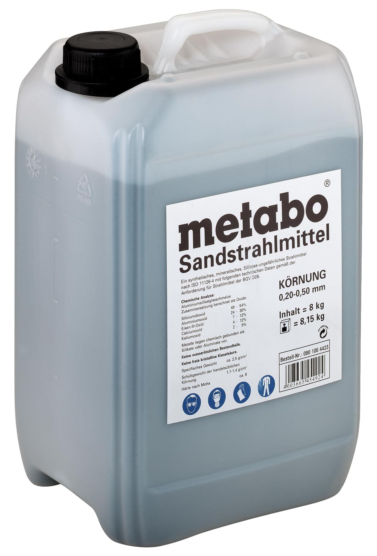 metabo-sandstrahlmittel-8-kg-0-2-0-5-mm-aluminiumsilikatglasschmelze-f-r-rost-un image 1