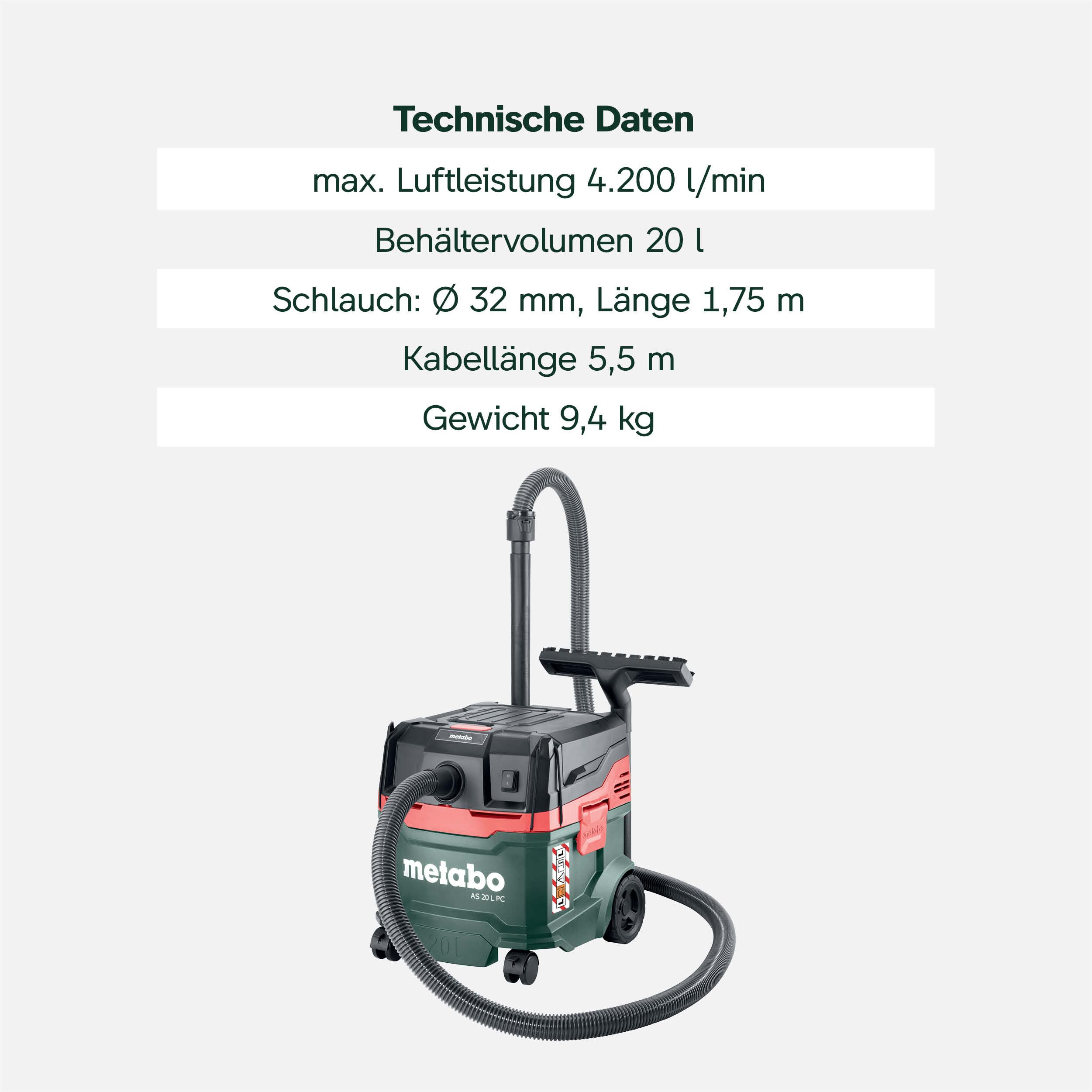 metabo-as-20-l-pc-allessauger-nass-trockensauger-staubklasse-l-1200-w-20-l-tank- image 3