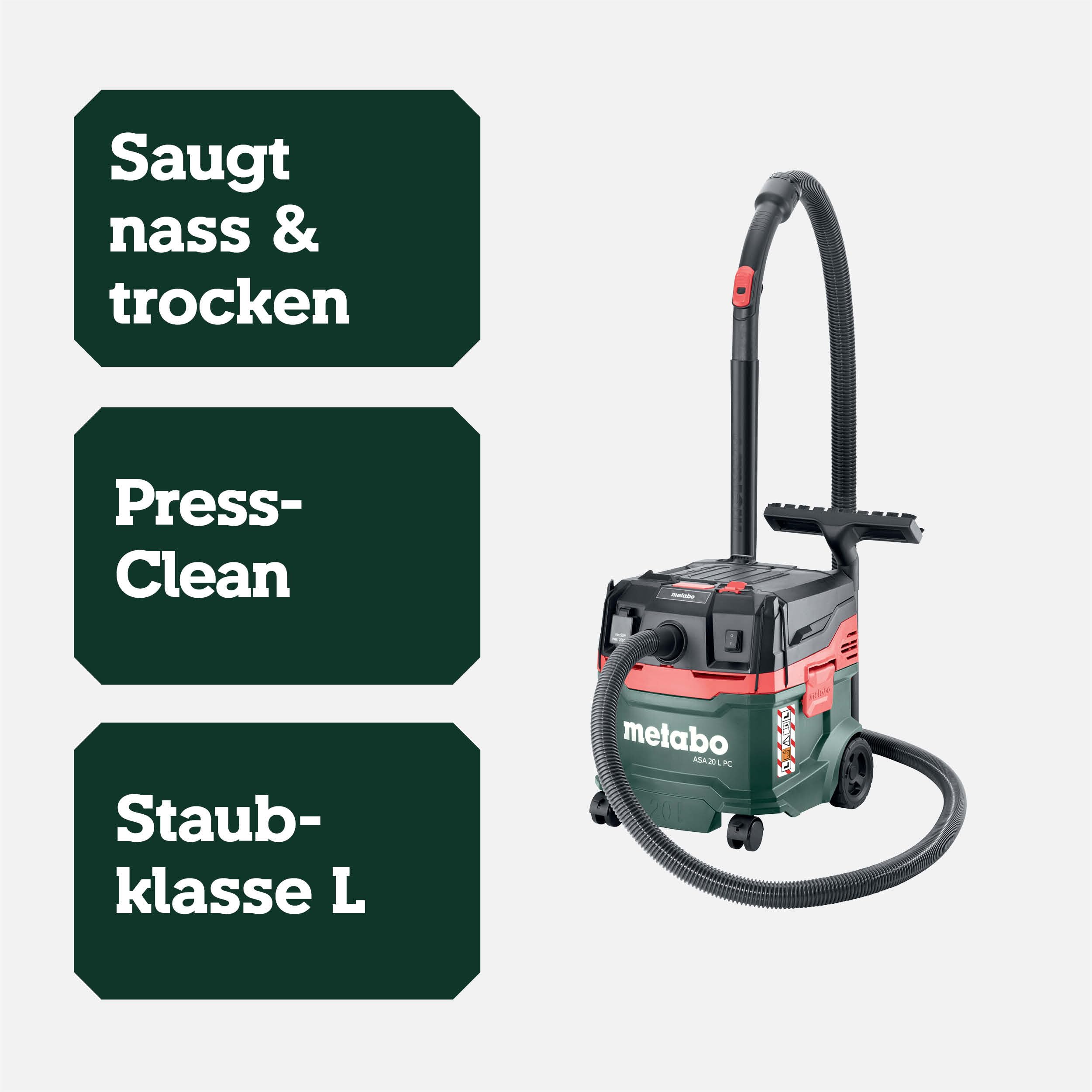 metabo-allessauger-asa-20-l-pc-nass-trockensauger-staubklasse-l-1200-w-mit-press image 2