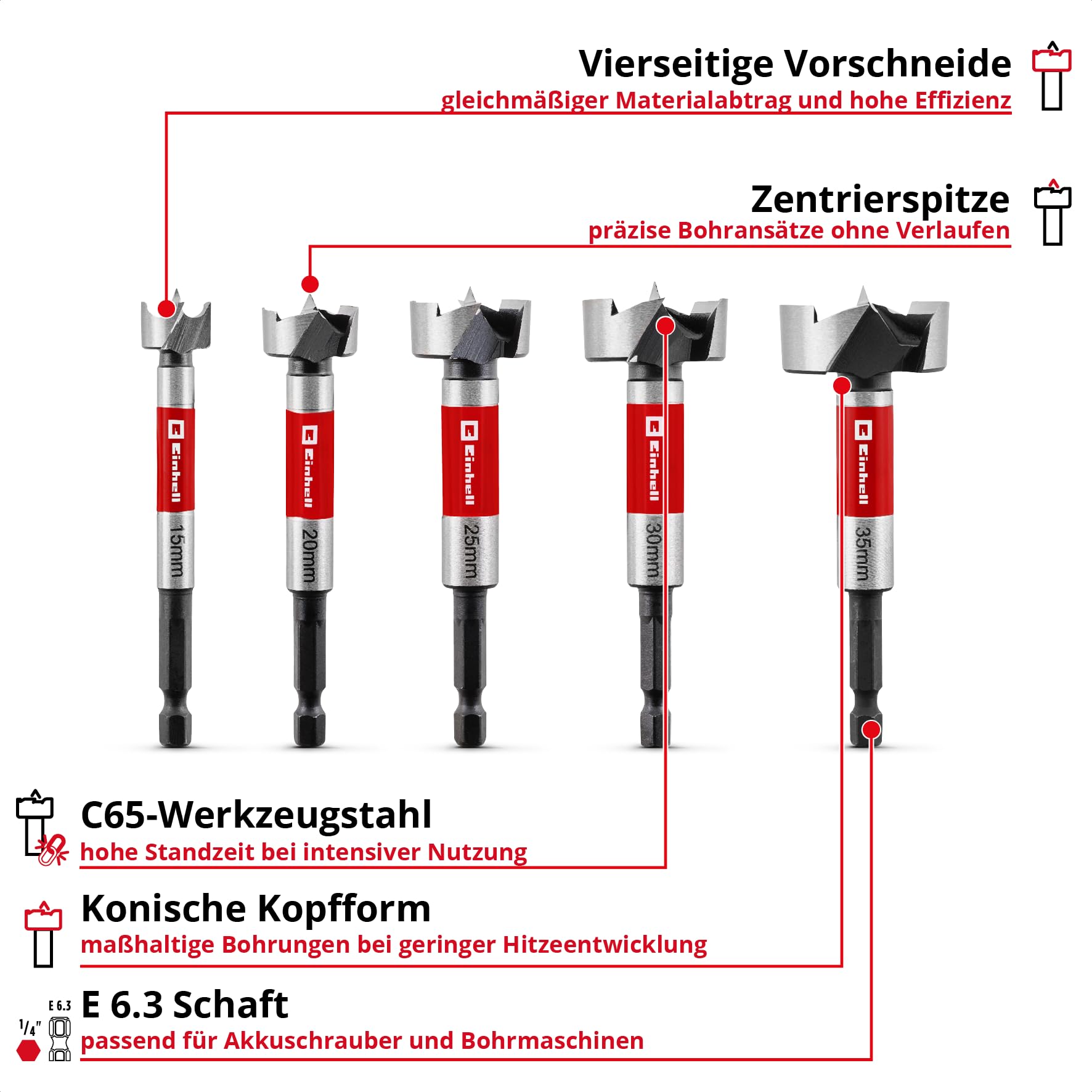 einhell-forstnerbohrer-set-5-tlg-15-35-mm-c65-werkzeugstahl-din-7483-g-e-6-3-sch image 2