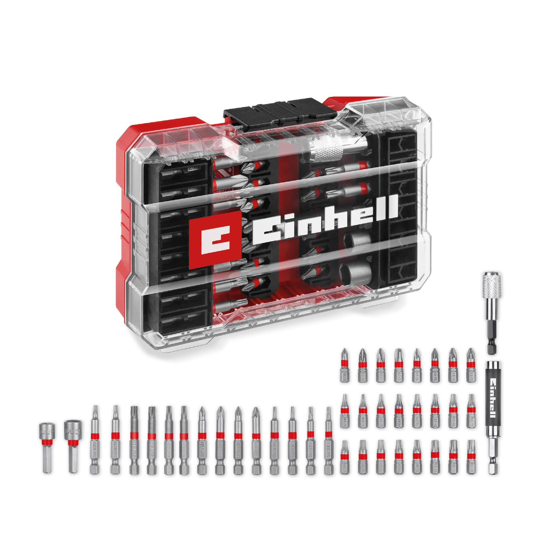 original-einhell-m-case-42-tlg-bit-set-s2-stahl-bits-25-50-mm-magnethalter-steck image 1